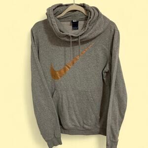 Nike Grey Hoodie with Orange Swoosh and small cowl hoodie size medium
